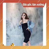 [HỖ TRỢ ĐỔI TRẢ] Free ship (S55) Váy 2 dây ôm body len tăm