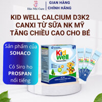 Hỗ trợ Tăng chiều cao KID WELL Calcium D3K2 bổ sung Canxi từ sữa nhập khẩu Mỹ, Hộp 30 gói x 1,5 g