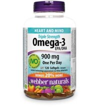 Hỗ Trợ Tim Mạch Và Não Triple Strength Omega 3 900mg EPA/DHA Webber Naturals (C/120v)