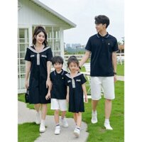Họ Xanh Phù Hợp Với Trang Phục Áo Polo Nữ Áo Bé Gái Váy Cặp Đôi Mặc Nam Bé Trai Quần Ngắn