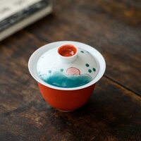 Hoa Anh Đào Bột Nước Lily Vẽ Tay Kích Thước Nhỏ Gốm Kung Fu Bộ Trà Hộ Gia Đình Bao Bát Gốm Ercai Mini Trà Bao Bát