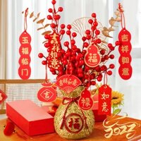 Hoa Bạch Đàn Đỏ / Lá Phong Cách Trung Hoa Trang Trí Năm Mới 2024 ​Bình Hoa Trang Trí cny