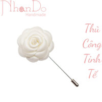 hoa cài áo nam - vải lụa -  màu trắng sữa - dking khoảng 4cm