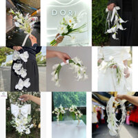 Hoa cầm tay cô dâu xinh chất liệu bằng lụa