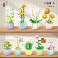 Hoa Cúc Hoa Cúc Hoa Lan Tiên Bóng Sen Bồ Công Anh Hạt Nhỏ Đồ Chơi Xếp Hình Khối Lắp Ráp Đồ Chơi 2080-2088 Hoa Chậu Cây Khối Series Quà Tặng