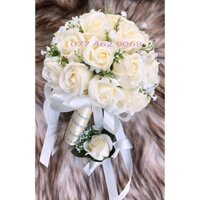 hoa cưới cầm tay cô dâu bằng sáp cao cấp ( nhiều mẫu đi kèm)