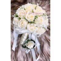 hoa cưới cầm tay cô dâu bằng sáp cao cấp ( nhiều mẫu đi kèm)