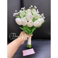 Hoa cưới cầm tay tulip cao su cao cấp