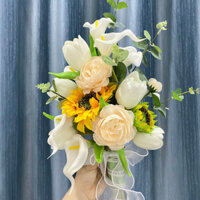 Hoa cưới, hoa cầm tay HB54 hoa rum, tulip, hướng dương