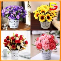 Hoa Để Bàn Chậu Hoa Vintage Có Quai Xách Độc Đáo Cao 25cm Decor Bàn Trà Kệ Tủ DC-128