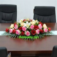 Hoa để bàn Hội nghị sang trọng, hoa lụa cao cấp