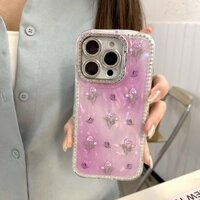 Hoa Dễ Thương Giá Đỡ Ống Kính Kim Cương Giả Điện Thoại Dành Cho iPhone 16ProMax 15ProMax 14ProMax 12 13PROMAX