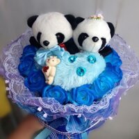 Hoa Gấu Bông Bó Tròn Gấu Panda Tình Yêu HGB50