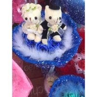 Hoa gấu bông cặp tình nhân xanh
