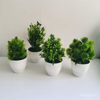 Hoa giả cây xanh nhỏ trang trí trong nhà phòng khách, hoa nhựa giả, cây nhỏ trong chậu trang trí, sắp xếp hoa trong chậu