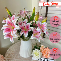 Hoa giả Cụm hoa ly cao su 52cm trang trí nhà cửa Decor phòng hoa cắm bàn