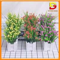 Hoa Giả, Giỏ Hoa Baby Hàng Rào Cắm Sẵn Trang Trí Phòng Khách, Kệ Tủ, Quán Cafe DG-24