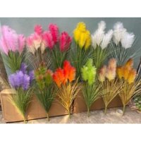 Hoa Giả Hoa Lau Lụa, Cành Hoa Cỏ Lau 5 Bông Trang Trí Decor