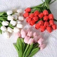 Hoa Giả Hoa Tulip, Cành Hoa Tuy Líp Chất Liệu Cao Su Non Bông 3cm