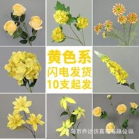 Hoa giả màu vàng trang trí đám cưới hoa lan nhảy múa đồ dùng đám cưới hoa giả màu vàng sáng sắp xếp tulip hoa cúc