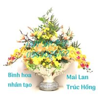 Hoa giả trang trí ngày tết - Bình hoa MAI LAN TRÚC HỒNG nhân tạo trang trí nhà cửa