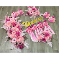 Hoa Giả Trang Trí Xe Cưới-Mẫu Hồng