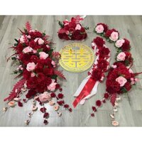 Hoa Giả Trang Trí Xe Cưới- Mẫu Đỏ Hồng