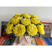 Hoa giấy nhún sang chảnh 11 bông hồng vàng