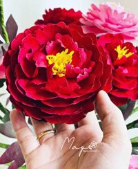 Hoa giấy trang trí cao cấp, Hoa Mẫu Đơn handmade cành lớn Maypaperflower - hoa giấy nghệ thuật, hoa cắm bình, decor nhà ở - Không có nụ