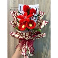 hoa handmade kẽm nhung đỏ
