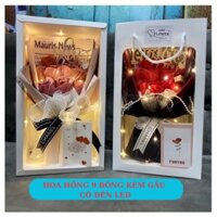 Hoa Hồng 9 Bông Kèm Gấu Có Đèn Led