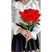 Hoa hồng khổng lồ handmade làm từ dây kẽm nhung làm quà tặng, trang trí