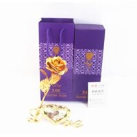 Hoa hồng mạ vàng 24k kèm đế chữ LOVE - quà tặng cao cấp