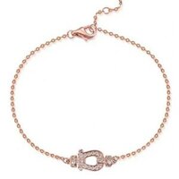 Hoa Hồng Mạ Vàng Móng Ngựa Khóa Full Kim Cương Vòng Tay Nữ Thời Trang Đơn Giản Màu Vàng Tay Trang Sức Kim Cương Niche Vòng Tay