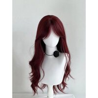 [Hoa hồng nàng tiên cá] Tóc giả đỏ mâm xôi Nữ Tính khí Sóng lớn Phần trung bình Tóc xoăn dài hàng ngày Full Head Cover Tóc giả