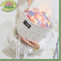 Hoa hồng sáp thơm 21 bông kèm túi giấy và đèn led tặng người thân bạn gái đối tác khách hàng