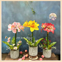 Hoa huệ tây giả, Bình hoa giả, Bình hoa để bàn, hoa lụa cao cấp, trang trí decor, chậu hoa để bàn