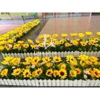 Hoa hướng dương, bình hoa cắm sẵn và chậu hàng rào hoa giả decor phòng khách, để bàn làm việc.