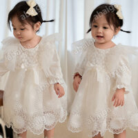 Hoa Hướng Dương In Đầm Cho Christening Bé Gái Pambinyag Chụp Ảnh Tutu Áo Cho Trẻ Sơ Sinh Tay Dài Đầm Rửa Tội Cưới Lễ Rửa Tội Trang Phục