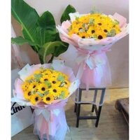 Hoa hướng dương sáp thơm bó 20 bông tặng giỏ xách,  thiệp