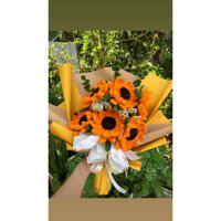 Hoa kẽm nhung bó hoa hướng dương