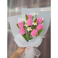Hoa kẽm nhung bó hoa tulip 7 bông mix hoa nhí siêu xinh quà tặng bạn gái, sinh nhật, ngày lễ ý nghĩa