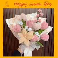 [Hoa Làm Sẵn] Hoa Tulip Hoa Hướng Dương Hoa Đào Hoa Lavende Hoa Ly Derco Bằng Kẽm Nhung