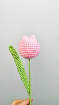 Hoa len tulip nhiều màu len cotton milk DIY - Đỏ