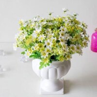 Hoa lụa, cành hoa cúc dại 24 bông màu sắc tươi sáng tự nhiên trang trí để bàn làm việc phòng khách CB235 - Trắng