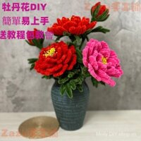Hoa Mẫu Đơn (3 Bông Hoa + 2 Bud) Làm Hoa Bó DIY Set vật liệu là, Rậm Dây Kẽm nhung,  Với hướng, kẽm long, dẫn Làm Thủ Công décor