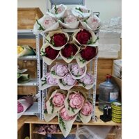 Hoa mẫu đơn giấy nhún ý cao cấp,hoa handmade