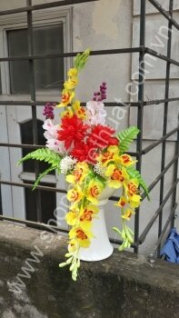 Hoa Pha Lê - Hoa Lan vàng và Mẫu đơn - Mã: HPL 209