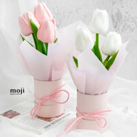 Hoa sáp bó Tulip flower 3 bông kèm túi 15x40