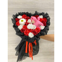 Hoa sáp mix 30 bông hoa cao cấp và gấu dâu